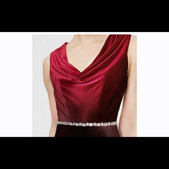 Ignite Velvet Ombre A Line Cowlneck Dress with Beading. Size 6. NWT - Picture 14 of 15